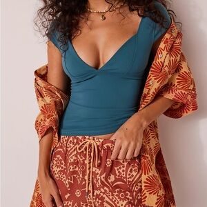 Free People Women’s Teal Duo Corset Cami